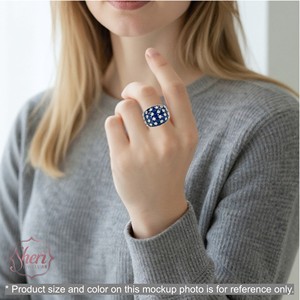 Bague en or blanc massif 18 carats pour femme Sheri Jewels, forme ovale élégante, saphir bleu naturel de luxe, taille brillant, diamant - Cadeau de fête - Product Image 4