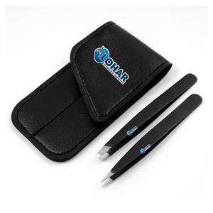 Pince à sourcils avec pochette en acier inoxydable pour épiler les sourcils Ensemble de 2 pièces pour sourcils de toilettage en acier inoxydable rose - Product Image 5