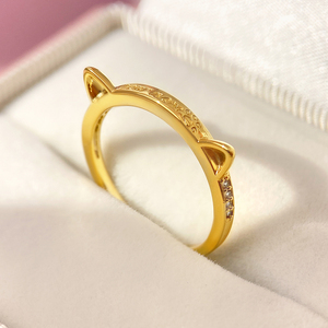 TIKTOK Animal Custom Name Graviert 925 Sterling Silber Ring Hot Selling Schöne Katzen ohr Rhodium 14 Karat vergoldete Haustiere Bänder - Product Image 4