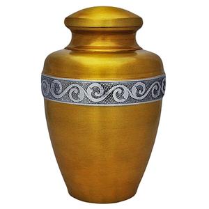 Urnes de crémation pour adultes en laiton de haute qualité avec bande de gravure étain et urnes funéraires en métal fini de couleur verte brillante - Product Image 4