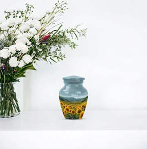 Urna con Vista de girasol para cenizas, urna de cremación de recuerdo para cenizas de bebé, urna conmemorativa para cenizas humanas, funeral, negro, tamaño personalizado, blanco - Product Image 5