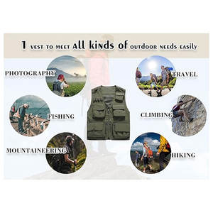 Chaleco de pesca al aire libre para hombres Premium, ropa de trabajo transpirable duradera con opciones de gran tamaño, chaleco lavado con relleno de algodón con bolsillos - Product Image 5