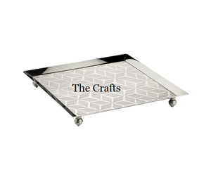 Bandeja de servicio de acero inoxidable de calidad superior para comida, té, café, forma cuadrada, bandeja de servicio decorativa a los mejores precios - Product Image 1