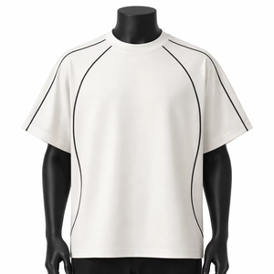 T-shirt blanc à manches courtes pour homme, col rond, coupe classique, style décontracté, anti-boulochage, tricoté, 100% coton - Product Image 1