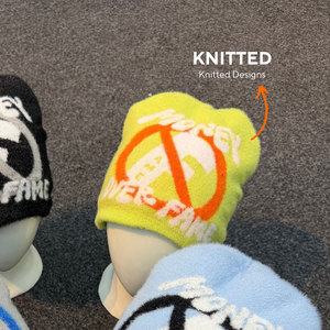 Gorros Y2K personalizados al por mayor con logotipo, gorros de acrílico de alta calidad, tejidos, de mohair premium, jacquard - Product Image 3