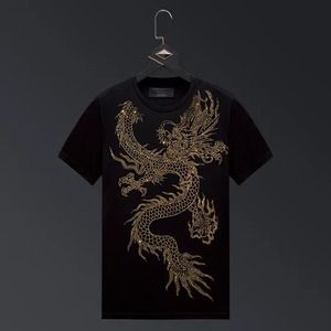 Hot Sale Premium Quality Crew Neck Rhinestone Embellished Men's T-Shirt 100% Cotton Multicolor Customizable Quick Dry - Product Image 3
