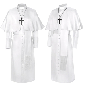 Haute qualité couleur unie coton respirant unisexe longue robe haut tendance prêtre vêtements église vêtements traditionnel musulman - Product Image 3