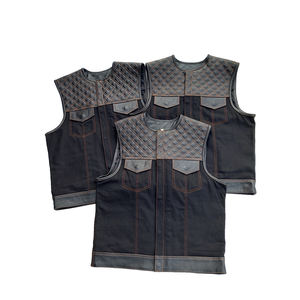 Nuevo diseño personalizable Reversible tela de poliéster clásico Vintage motocicleta cuero chaleco botón decoración invierno a prueba de viento - Product Image 4