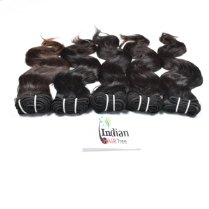 Extensiones de Cabello Humano Indio Virgen, Ondulado, Negro, Aspecto Natural, Cutícula Alineada, Donante Único, Remy, Estilo Super Weave - Product Image 2