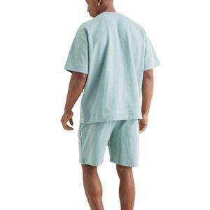 Summer <b>Men</b> Casual <b>Short</b> <b>Sets</b> Solid Color Blank Plain 100% Cotton Jersey Casual Wear <b>Men</b> Drop Shoulder T Shirt <b>And</b> <b>Short</b> <b>Sets</b> - Product Image 2