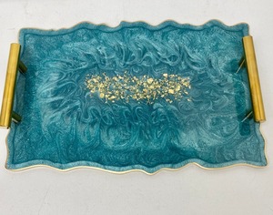 Plateau décoratif en résine, modèle personnalisable, fait à la main, poli, pour les fêtes et les festivals, par M/S SHAAD HANDICRAFTS - Product Image 1