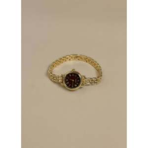 Montre à quartz vintage dorée bordeaux avec fonction résistante à l'eau - Product Image 2