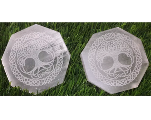 Plaque de chargement en elénite, 1 pièce, Fengshui Agate Selenite, symbole de Metatrone gravé pour guérison Reiki, en vente - Product Image 4