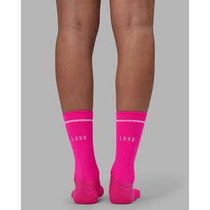 Calcetines Deportivos Transpirables de Punto para Niñas 2.0 - Rosa Neón-Blanco, Alta Calidad, Absorben el Sudor, para Uso Diario - Product Image 4