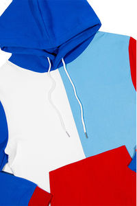 Ensemble short et sweat à capuche personnalisé pour hommes, survêtement deux pièces multicolore, rouge, bleu et blanc, vêtements de sport décontractés - Product Image 3