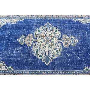 Grand tapis turc de 4,7 x 8,6 pieds, tapis vintage bleu camouflage - Product Image 5