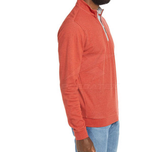 Pull d'hiver décontracté respirant à col montant et fermeture éclair quart, en tissu mélangé de coton, confortable, de haute qualité, coupe ajustée, vente en gros - Product Image 4