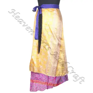 New Wholesale Indian Supplier Magic Wrap Knee Length Long Skirt For Girls reversible vintage silk magic 38 inch length wrap