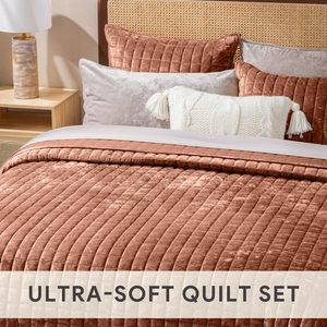 Sang trọng nhung Quilt Set Vua Kích thước đất nung FAWN nhung Comforter Set, quá khổ bedspread coverlet Quilted bedding Set - Product Image 4