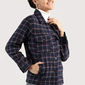 "Trendy <b>Women</b> Plaid Shacket - Button-Up Checkered Shirt Jacket for Casual and Outdoor Wear - Product Image 4