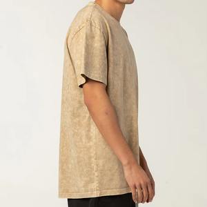 เสื้อยืดผู้ชายทรงโอเวอร์ไซซ์ฟอกสีแบบกรดเสื้อยืดสไตล์วินเทจผ้าคอตตอนทรงหลวมพิมพ์โลโก้ได้ตามต้องการ - Product Image 4