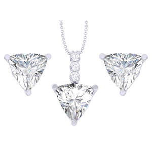 NOVAMART Fine Trillion Cut Sterling <b>Silver</b> Pendant Earrings <b>Set</b> for Women & Girls- 92.5 <b>Jewellery</b> Gift Wholesale Export - Product Image 1