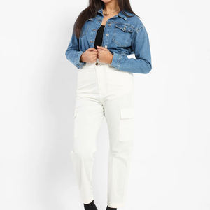 Servicio OEM/ODM Chaquetas de mezclilla de moda de invierno de calidad superior para damas High Street Chaqueta de mezclilla corta de mujer hecha a medida - Product Image 2