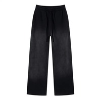 Pantalon de survêtement 100% coton polaire lavé à l'acide pantalon Streetwear en tissu tricoté avec étiquette en caoutchouc pour hommes