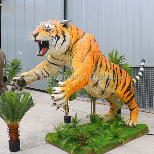 Зоопарк Сафари парк оборудование в натуральную величину механическое аниматронное животное тигр для продажи