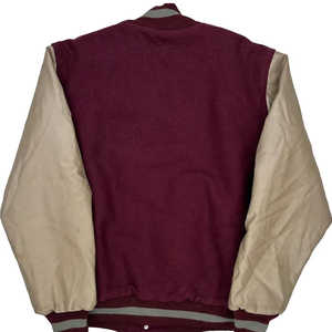 แจ็คเก็ตเบสบอลวาร์ซิตี้ผู้ชายสำหรับฤดูหนาว ปกตั้ง ปักโลโก้ด้านหน้า กันน้ำ ผ้าฝ้าย 100% รับสั่งทำ - Product Image 4