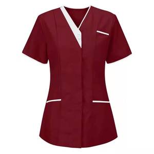 Profesional nueva mezcla de algodón y poliéster de manga corta para mujer cuello en Y Scrub Hospital médico traje de enfermería uniformes OEM - Product Image 2