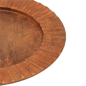 Plato de Madera Grabado a Mano con Diseño Botánico de 13 Pulgadas - Product Image 3