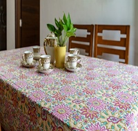 Nappe carrée moderne CHHEENT faite à la main 100 % coton, imprimée à motifs floraux, colorée, personnalisable, imperméable, écologique et durable