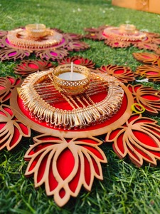 เสื่อ rangoli ของอินเดียชุดที่วางของแสง T-Light จากร้าน Lotus 5ชิ้นตกแต่งบ้านคริสต์มาส - Product Image 4