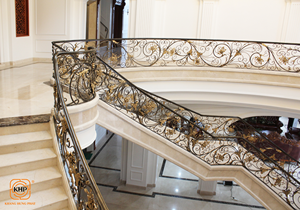 Rampe d'escalier en fer forgé KHP pour balcon, appartement, villa, taille personnalisée, haute qualité, galvanisé, résistant à la rouille, design moderne - Product Image 2