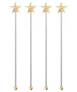 Agitador de cóctel clásico de cinco cucharas Swizzle, juego de acero inoxidable chapado en oro reutilizable y portátil de primera calidad para uso en vino de Bar - Product Image 5