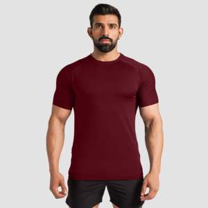 Legacy <b>100</b>% <b>Polyester</b> Knitted Gym Workout Tee in Maroon Dry-Fit & Breathable Fabric Solid Color Printed T-<b>Shirts</b> for Exercise - Product Image 1