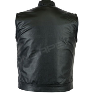 Dernière mode veste en cuir personnalisée véritablement fabriquée à la main veste en cuir véritable sans manches pour hommes veste en tissu tricoté - Product Image 6