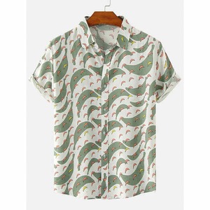 Vibrant Cotton Men's Beach <b>Shirt</b> with Stand Collar Flannel Fabric for Resort Travel Fashion OEM Distributor with MOQ Pakistan - Product Image 4