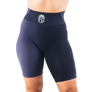 High Waist Navy <b>Biker</b> <b>Shorts</b> <b>Women</b> Stretch Sculpting <b>Shorts</b> For Fitness Gym Yoga Activewear - Product Image 1