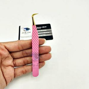 GPT-สีชมพูพร้อมปลายสีทองแหนบสำหรับต่อขนตาปริมาณ90องศาสำหรับการต่อขนตาบรรจุภัณฑ์/โลโก้แบบกำหนดเอง - Product Image 1