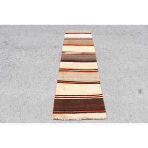 Turkish Vintage <b>Runner</b> Rug 2x6.7 ft, Brown <b>Red</b> Floral Rug - Product Image 1