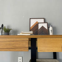 Mesa y sillas de oficina de madera personalizadas con combinación de estantería, mesa de ordenador de oficina, muebles de escritorio simples