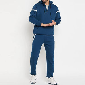 OEM 100% Ensemble Sweat-shirt et pantalon de survêtement à fermeture éclair Quater en coton Survêtement à col montant léger de haute qualité pour hommes - Product Image 5