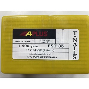 ตะปูเหล็ก APLUS FST-35-1500 คุณภาพสูง รุ่น F แบบแบนเรียบ ก้าน 1.8 มม. ยาว 35 มม. บรรจุกล่องละ 1500 ชิ้น สำหรับยึดเหล็กและคอนกรีต - Product Image 1