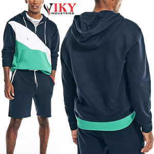 เสื้อฮู้ดแบบมีซิปครึ่งขาสั้นสำหรับผู้ชายมีสีบล็อกใส่สบาย - Product Image 4