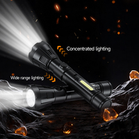 Linterna LED COB Recargable Súper Brillante con Lente Fresnel de Enfoque Ajustable y Lámpara de Escritorio Lateral, Cuerpo de ABS, Carga USB