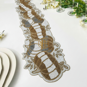 Handmade Modern Floral <b>Beaded</b> Table Runner and <b>Placemat</b> Custom Length Embroidered for Export - Product Image 6