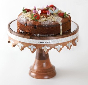 2 Tier <b>Metal</b> And Wood Cake Stand With Premium Quality Round Shape Dessert Snacks Server For Best Selling - Product Image 2