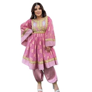 ชุดเดรส afghan kuchi แขนยาวสั่งตัดตามแบบมีจำนวนจำกัดชุดเดรสเอวสูงปักลายธรรมชาติมีระบาย-ผู้จำหน่ายทั่วโลกขายส่ง - Product Image 1